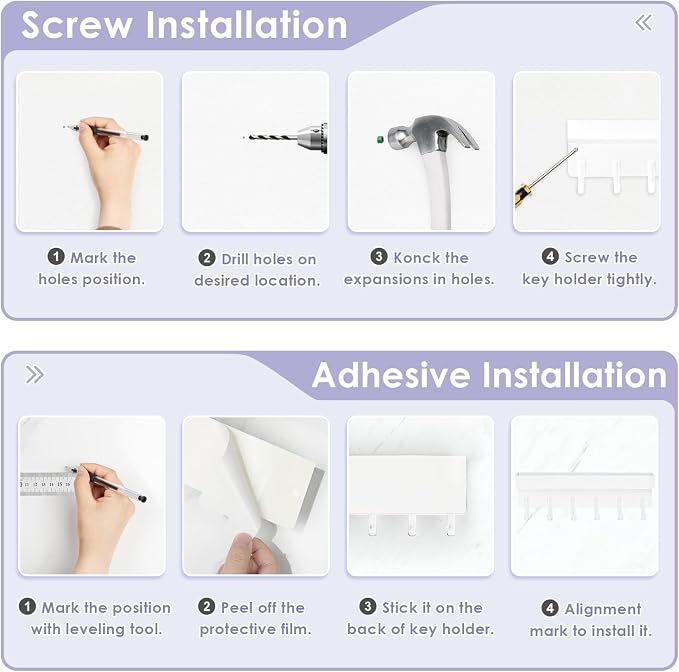VIS'V Key Holder Wall Mount, Adhesive Key Rack - Image 8