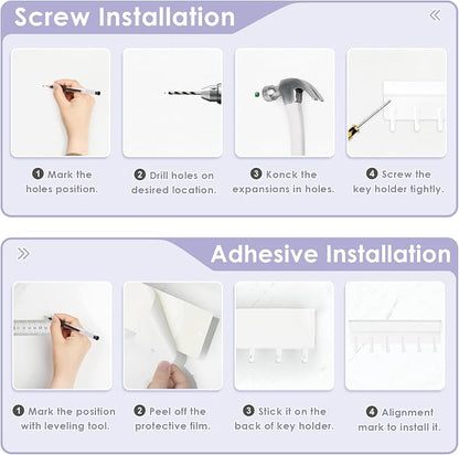 VIS'V Key Holder Wall Mount, Adhesive Key Rack - Image 8