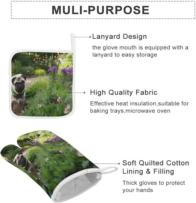 DOD in The Garden Oven Mitts and Pot Holders 3pcs Set | Polyester Heat - Image 3