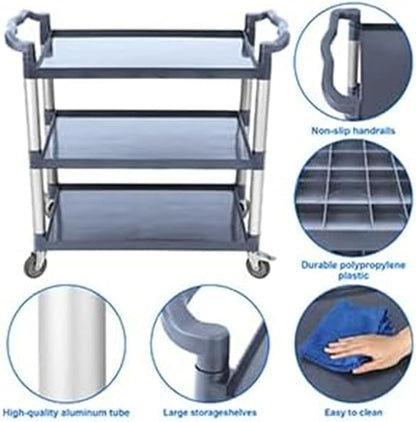 3-Tier Service Cart，3-Shelf Rolling Push Cart - Image 3