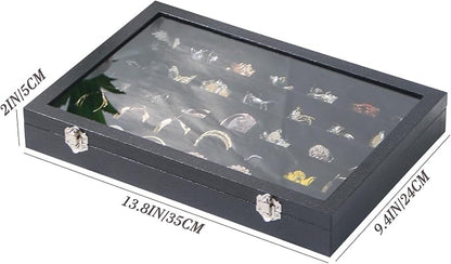 Coward Ring Earring Jewelry Organizer Box, 35 Grids Dustproof Display Holder - Image 6