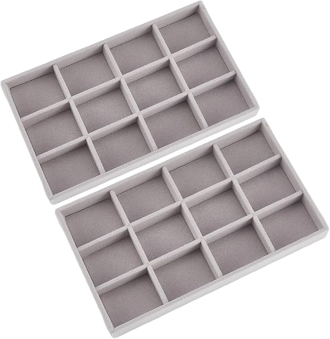 2Pcs 5 x 8.3 Inch Velvet Jewelry Trays Stackable Jewelry Organizer Removable by SOFPLATE