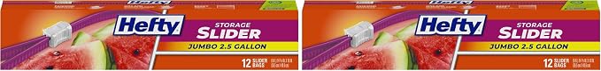 Hefty Slider Jumbo Storage Bags, 2.5 Gallon Size by Hefty