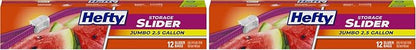 Hefty Slider Jumbo Storage Bags, 2.5 Gallon Size by Hefty