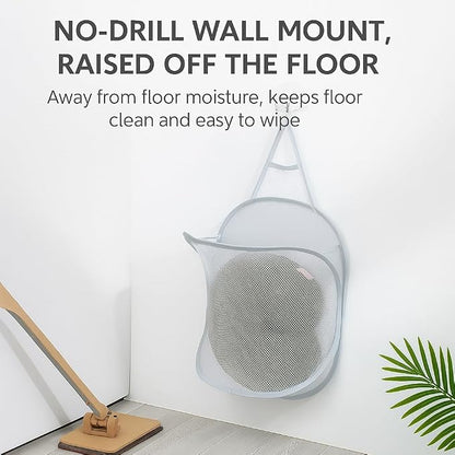2-Pack Collapsible Wall-Mounted Mesh Laundry Hamper – No-Drill Hanging Dirty - Image 3