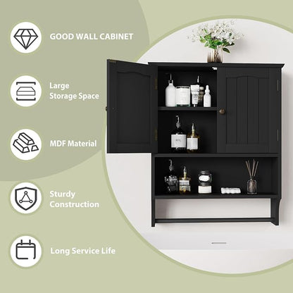 Smuxee Black Bathroom Cabinet Wall Mounted - Image 6