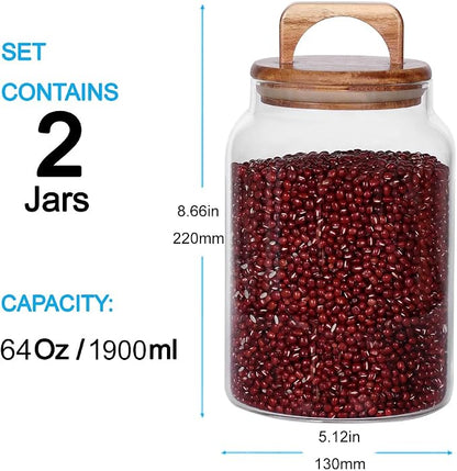 SAIOOL Canister Set of 2, Glass Kitchen Canisters - Image 2