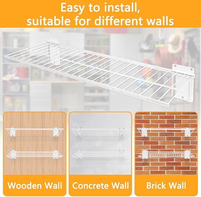 Wall Shelf 24'' x 11'' Garage Wall Mounted Storage Shelves, Heavy Duty Metal - Image 5
