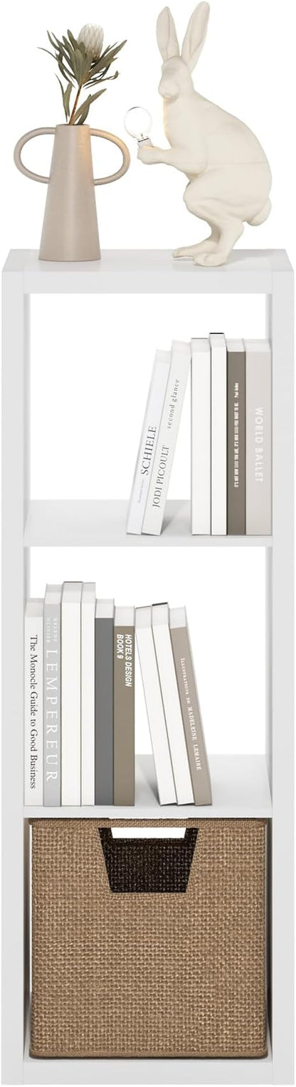Furinno Cubicle Book Shelf, 3-Cube Bookshelf, Extra Thick Frame Horizontally & - Image 9