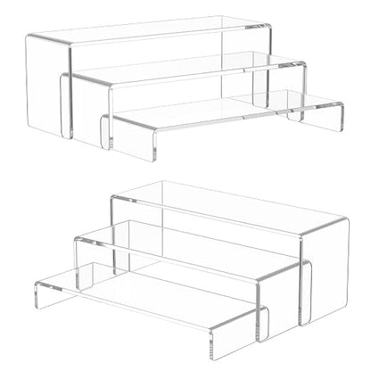 NIUBEE Acrylic Display Riser, 2 Set Clear Rectangular Stands by NIUBEE