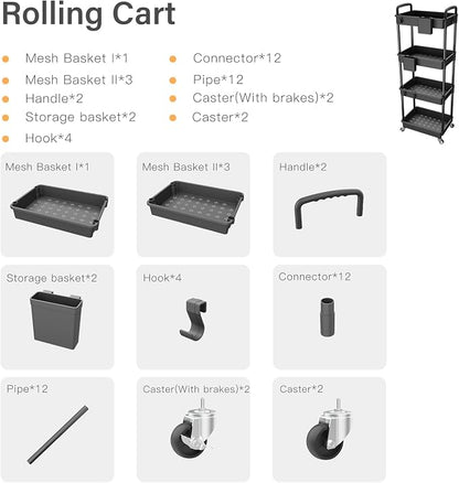 4 Tier Rolling Utility Cart - Image 4