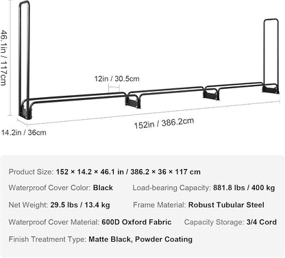VEVOR 12.7FT Outdoor Firewood Rack - Image 7