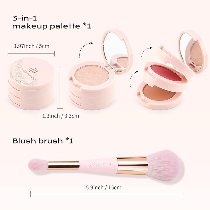 Color Nymph 3 Colors Contour Blush Highlighter Makeup Palette | 3-IN-1 - Image 2