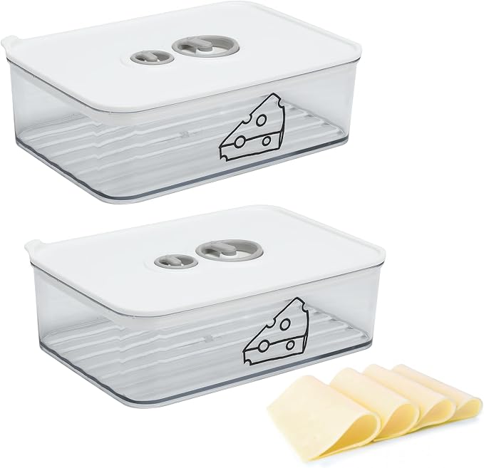 2 Pcs Cheese Container for Refrigerator, Cream Cheeses Storage Box, Cheese by Unknown