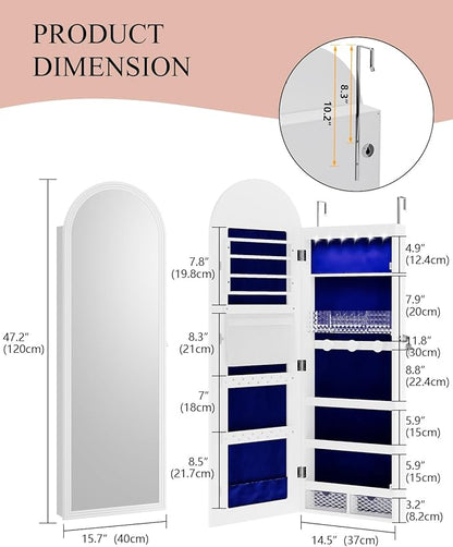 Jewelry Cabinet Organizer with Mirror, 47 inch Lockable Full-Length Mirror - Image 8