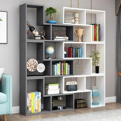 Expandable Bookcase with Adjustable Width, Wooden Room Divider Bookshelf by Unknown