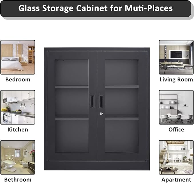 SISESOL Black Metal Storage Cabinet - Image 5