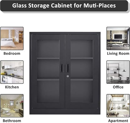 SISESOL Black Metal Storage Cabinet - Image 5