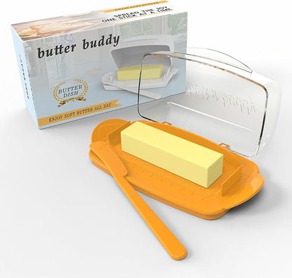 Butter Dishes with Lid for Countertop Refrigerator, Non-Slip Bottom Butter by SoulCreat