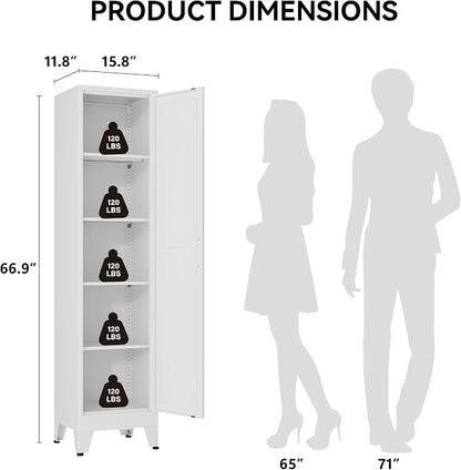 COFaR 67" Tall Metal Pantry Cabinet, Slim Freestanding Cupboard - Image 2