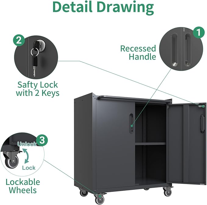 Metal Tool Cabinet, Garage Storage Cabinet System, Wall Cabinet & Locking - Image 5