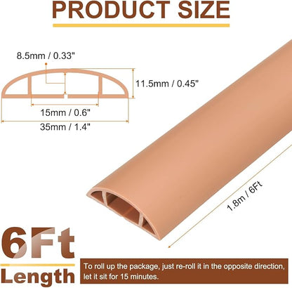 HARFINGTON 6ft Cord Cover Floor W0.6 x H0.33 Inner Channel PVC Hide Extension - Image 2