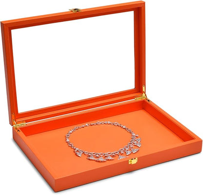 Oirlv Clear Lid Flat Jewelry Tray Stackable Display Storage Box Premium Leather - Image 2