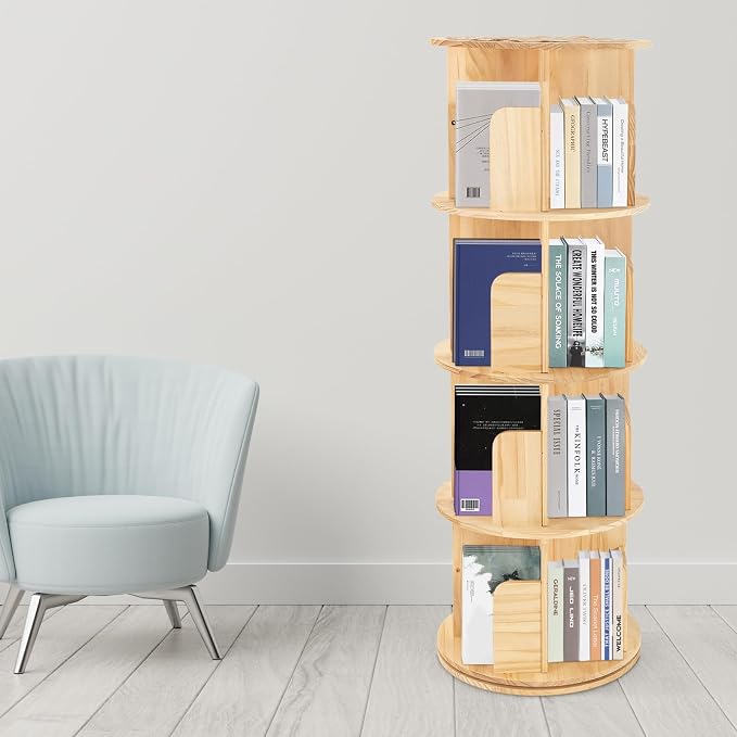 LOYALHEARTDY Rotating Bookshelf 360 Display 4 Tier Floor Standing Bookcase - Image 7