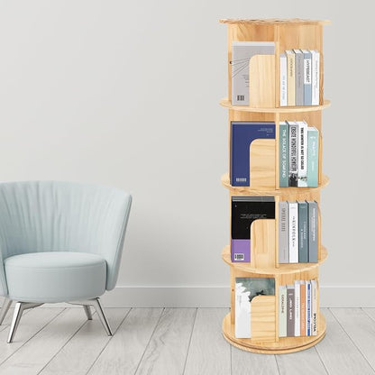 LOYALHEARTDY Rotating Bookshelf 360 Display 4 Tier Floor Standing Bookcase - Image 7