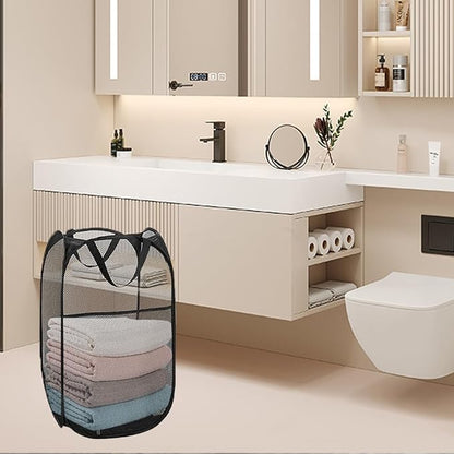 Mesh Pop Up Laundry Hamper, Collapsible Laundry Basket - Image 4