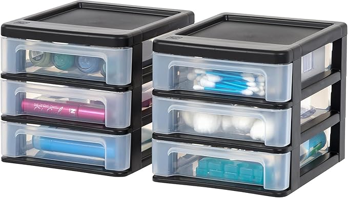 IRIS USA Plastic Stacking Desk Top 3-Drawer Storage Organizer, by IRISUSA