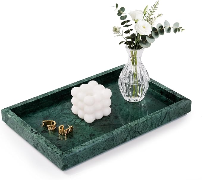 Marble Bathroom Tray for Countertop & Home Decor, Natural Decorative Marble by Homaura