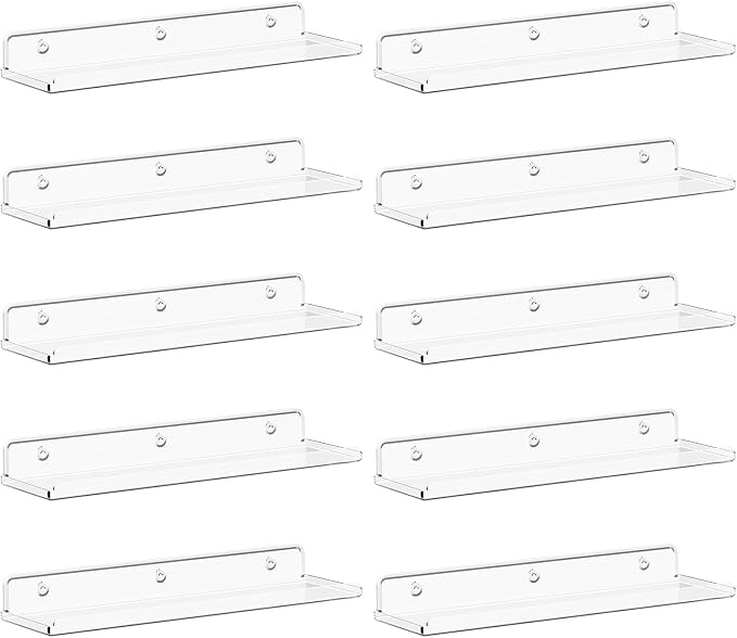 Lifewit Floating Shelves for Wall, 10 Pack Clear Acrylic Shelf 15" Room Decor by Lifewit