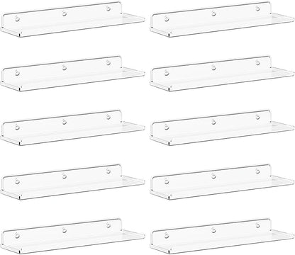 Lifewit Floating Shelves for Wall, 10 Pack Clear Acrylic Shelf 15" Room Decor by Lifewit