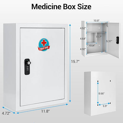 Locking Medicine Cabinet with Combination Lock and Safety Key | Rust-resistant - Image 2