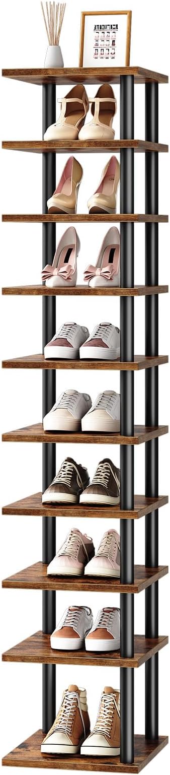HOOBRO Vertical Shoe Rack, 10-Tier Narrow Shoe Shelf, Shoe Storage Organizer - Image 9