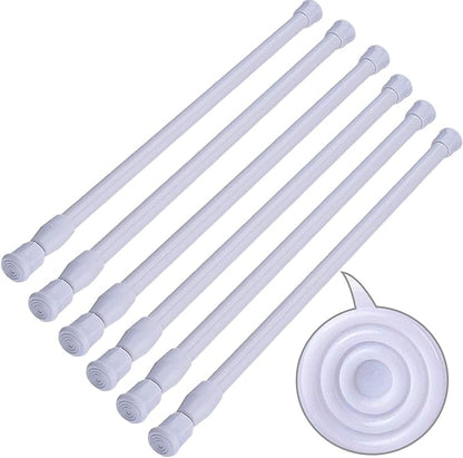 SIQUK 6 Pack Cupboard Bars Adjustable Spring Tension Rods White Refrigerator by SIQUK