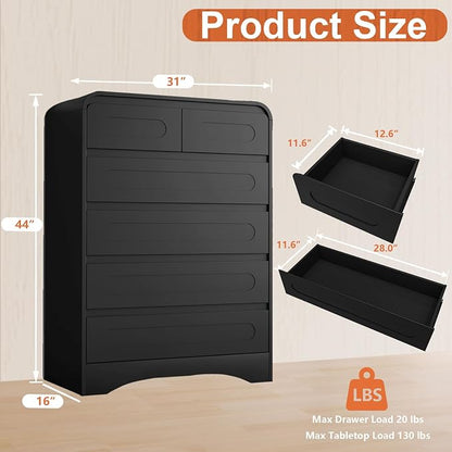 Tall Dressers for Bedroom, 6 Drawers Dresser & Chest of Drawers - Image 2