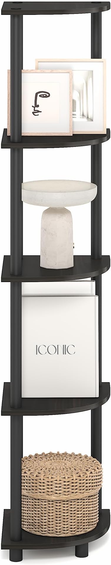 Furinno Turn-N-Tube Corner Shelf, 5-Tier Corner Bookshelf, Open Storage Shelves - Image 8