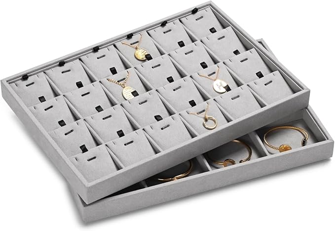 24 Grids Necklace Tray Jewelry Display Tray Necklace Holder Organizer - Image 9