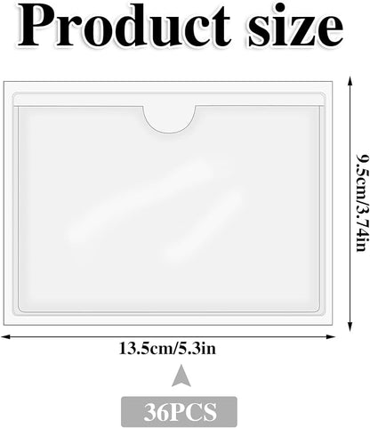 36 Pack 3" x 5" Adhesive Index Card Holders Clear PVC Label Holders | - Image 2