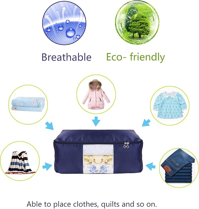 Comforter Storage Bags Pack of 2, Pillow Beddings/Blanket Clothes Organizer - Image 4