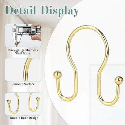 Goowin Shower Curtain Hooks, Stainless Steel Shower Curtain Hangers, Minimalist - Image 4