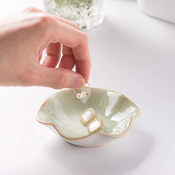 Binoster 2 Pcs Ceramic Jewelry Dish, Jewelry Tray Key Tray, Small Ring Dish - Image 3