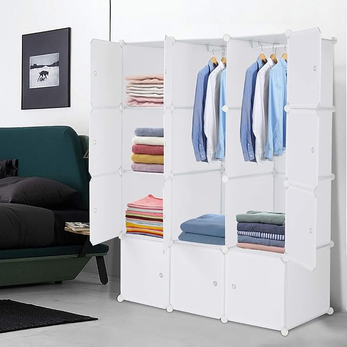 12 Cubes Storage Organizer, Portable Closet Wardrobe, Plastic Clothes Storage - Image 2