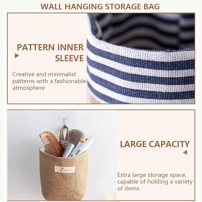 AOKZOE 6 Pack Wall Hanging Storage Bags Hanging Storage Bags Cotton Linen - Image 6