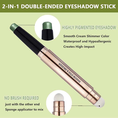 Bright Green Eyeshadow Stick Makeup, Highlighter Matte Cream Eye Shadow Pencil - Image 3