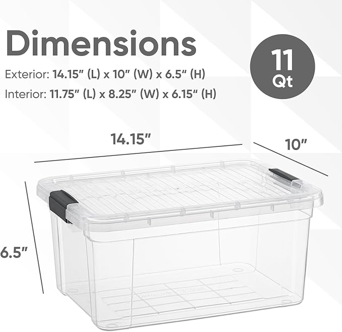 Superio Clear Storage Box with Lid, 11 Quart Plastic Container Bins - Image 2