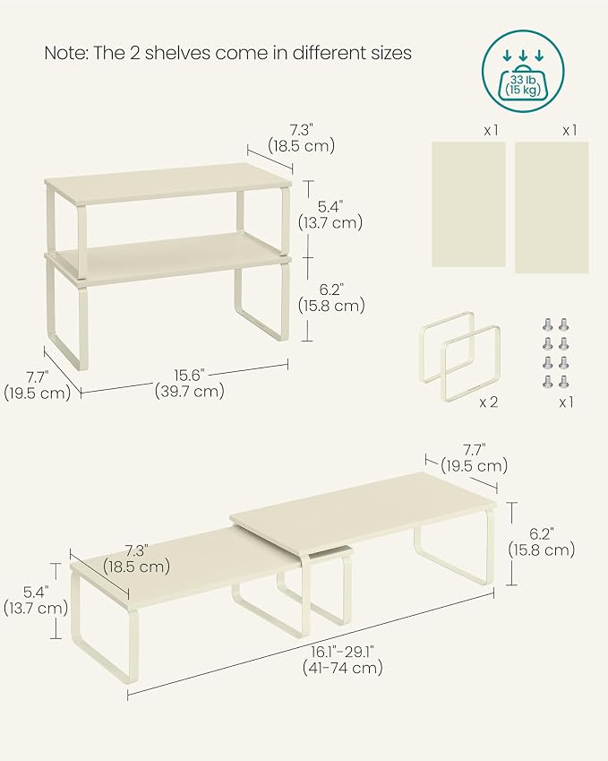 SONGMICS Cabinet Organizer Shelf, Kitchen Storage, Spice Rack, Expandable - Image 6