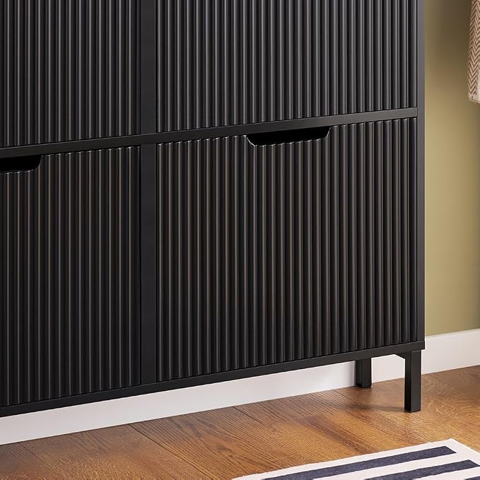 SoBuy Fluted Shoe Cabinet 4 Drawers, Narrow Shoe Storage Organizer - Image 6